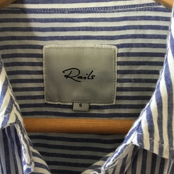 Rails Frances Baker Stripe Floral Embroidered Button Down Shirt - Picture 7 of 11